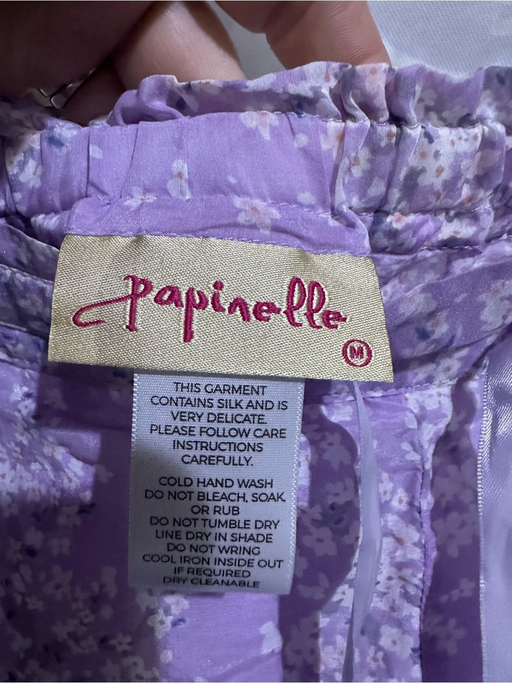 Papinelle Silk & Cotton Pajama Pants Cropped Wide Leg Purple Floral Size M Euc — image 3 of 4